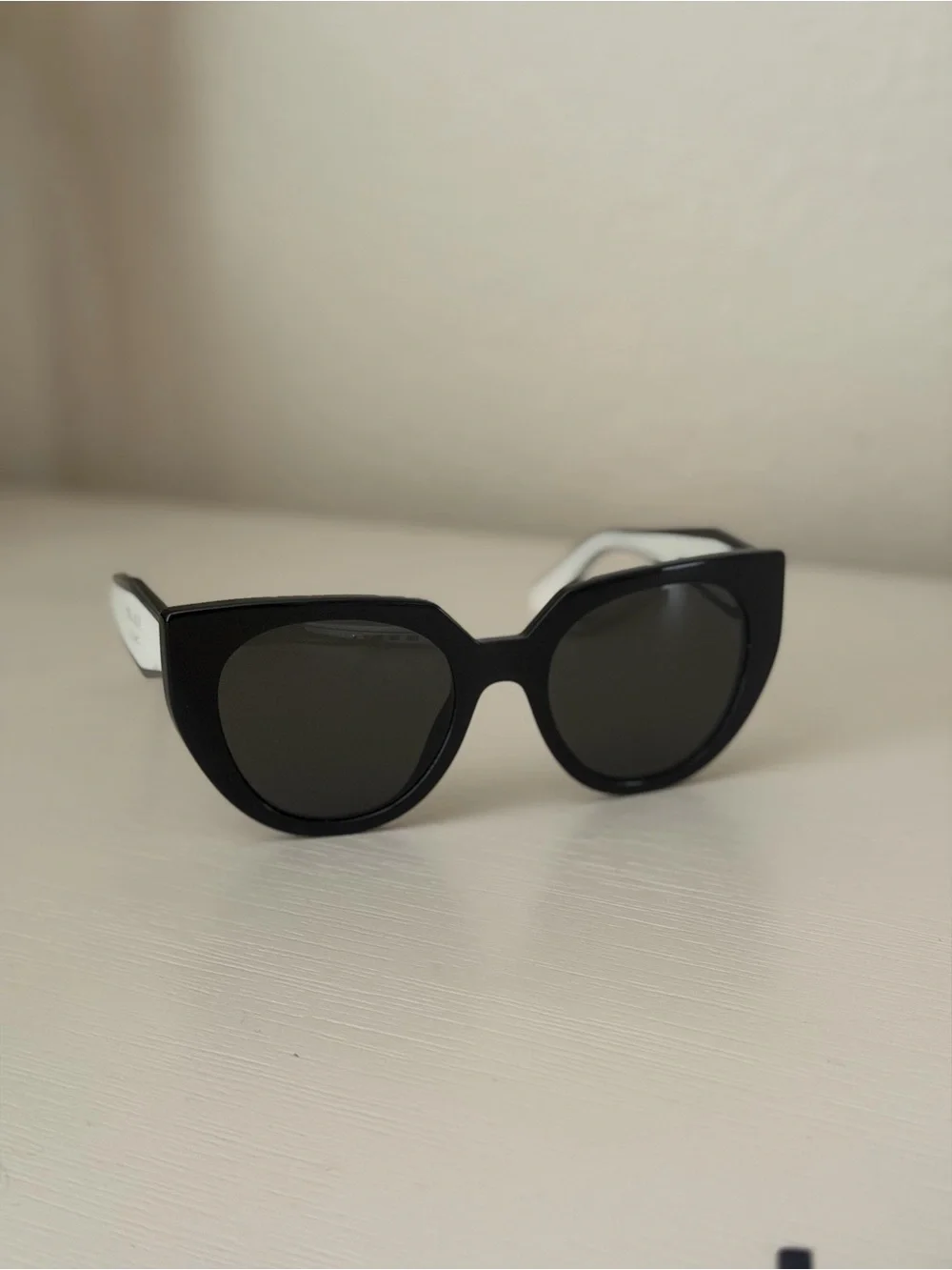 Prada Black and White Cat-Eye Sunglasses